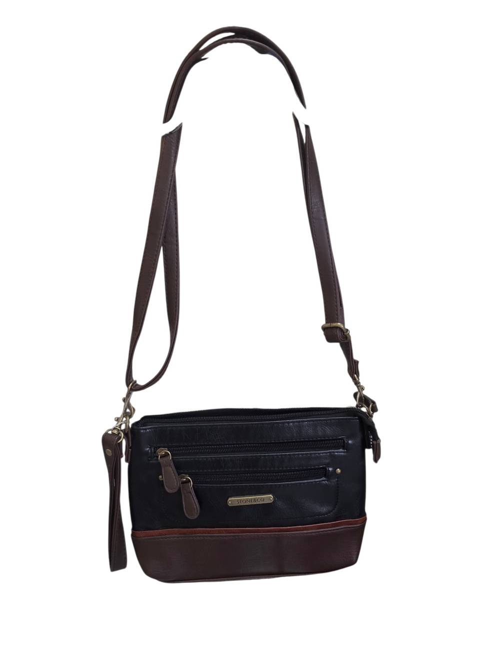 Two-Tone Black and Brown Crossbody Bag - Classic Womens Shoulder Bag